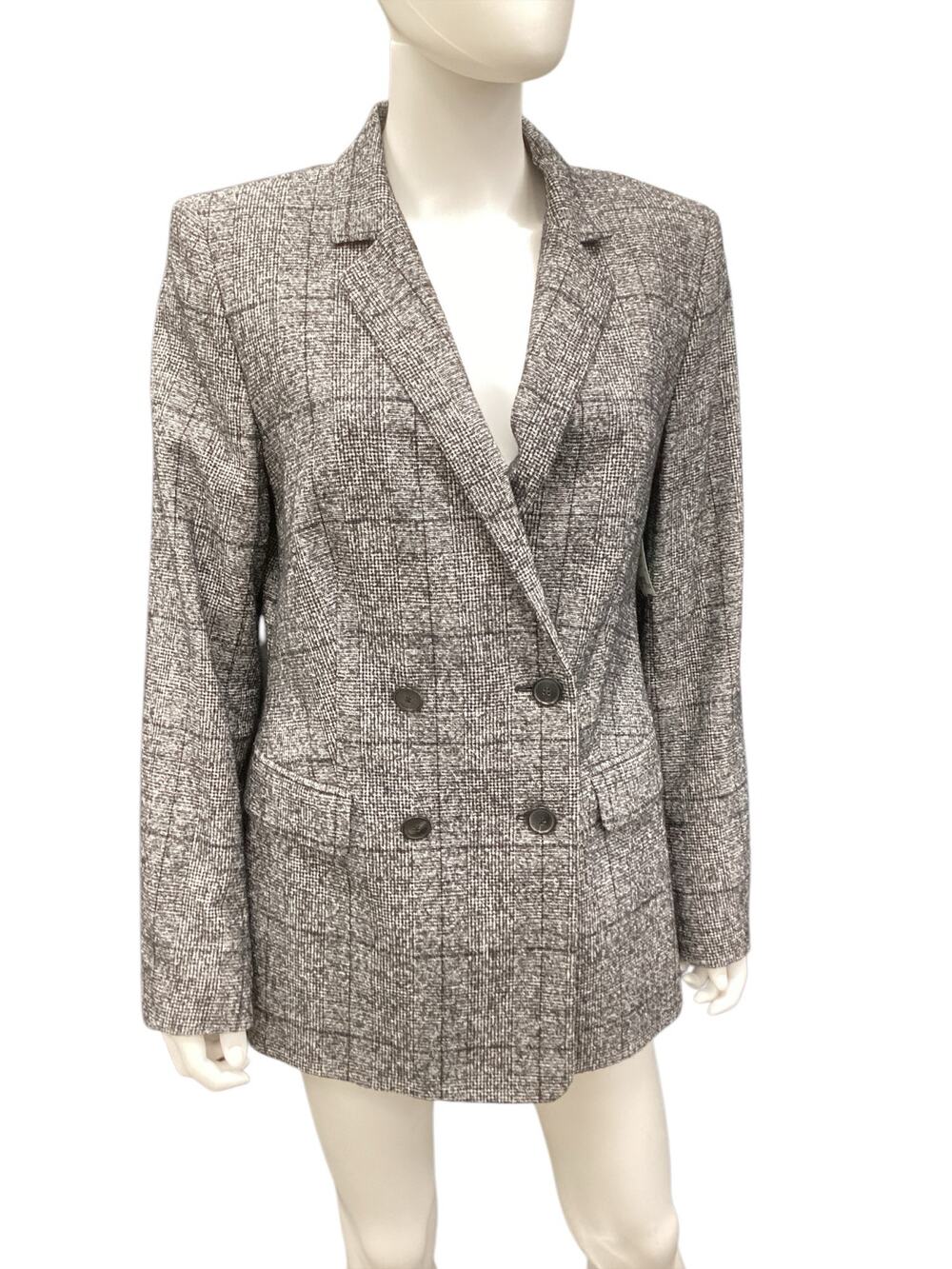 Escada Women’s Blazer Size 10 Alpaca Cotton Wool Blend Double Breasted B&W
